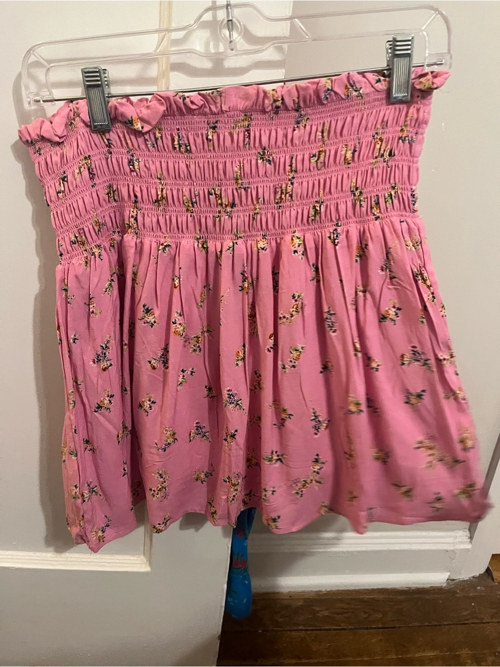 Women’s Pink Floral Smocked Mini Skirt